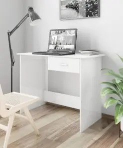 vidaXL Desk High Gloss White 100x50x76 cm Chipboard