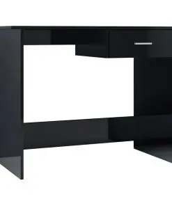 vidaXL Desk High Gloss Black 100x50x76 cm Chipboard