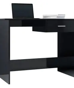vidaXL Desk High Gloss Black 100x50x76 cm Chipboard