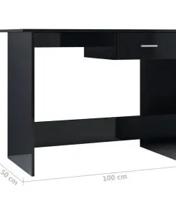 vidaXL Desk High Gloss Black 100x50x76 cm Chipboard