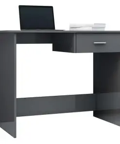 vidaXL Desk High Gloss Grey 100x50x76 cm Chipboard