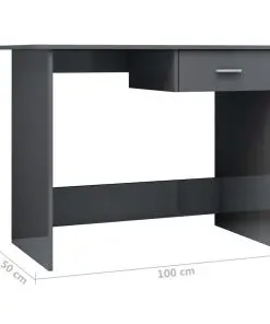 vidaXL Desk High Gloss Grey 100x50x76 cm Chipboard
