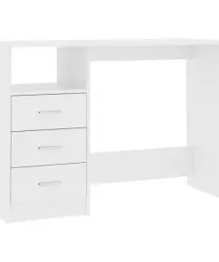vidaXL Desk with Drawers White 110x50x76 cm Chipboard