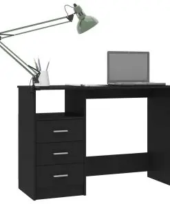 vidaXL Desk with Drawers Black 110x50x76 cm Chipboard