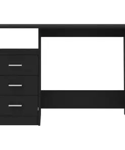 vidaXL Desk with Drawers Black 110x50x76 cm Chipboard