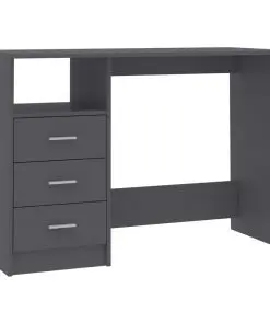 vidaXL Desk with Drawers Grey 110x50x76 cm Chipboard