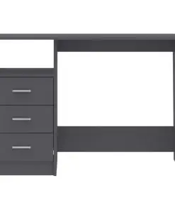 vidaXL Desk with Drawers Grey 110x50x76 cm Chipboard