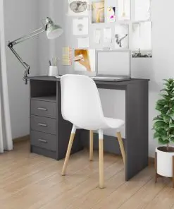vidaXL Desk with Drawers Grey 110x50x76 cm Chipboard