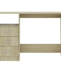 vidaXL Desk with Drawers Sonoma Oak 110x50x76 cm Chipboard