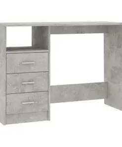 vidaXL Desk with Drawers Concrete Grey 110x50x76 cm Chipboard