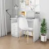 vidaXL Desk with Drawers High Gloss White 110x50x76 cm Chipboard