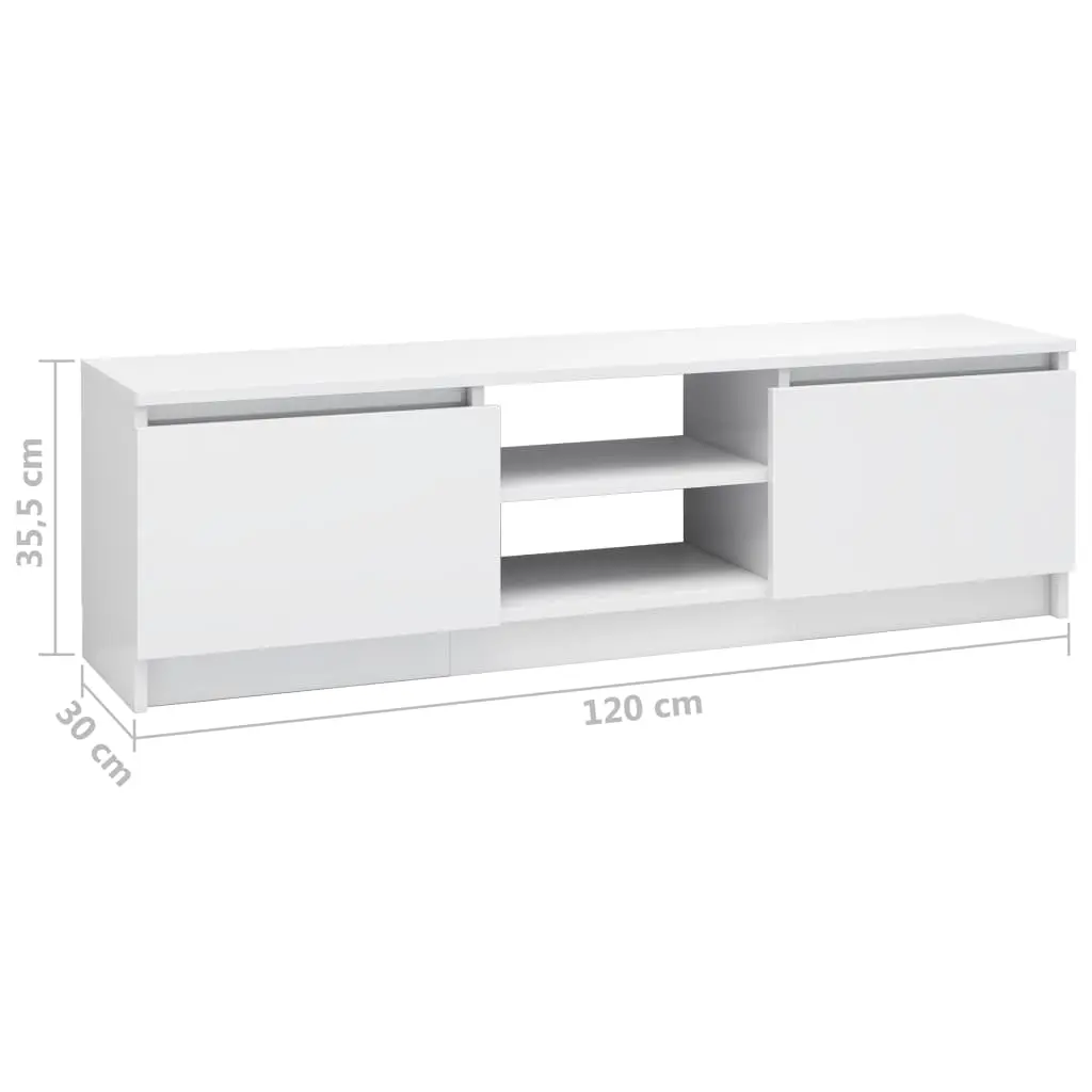 vidaXL TV Cabinet High Gloss White 120x30x35.5 cm Chipboard