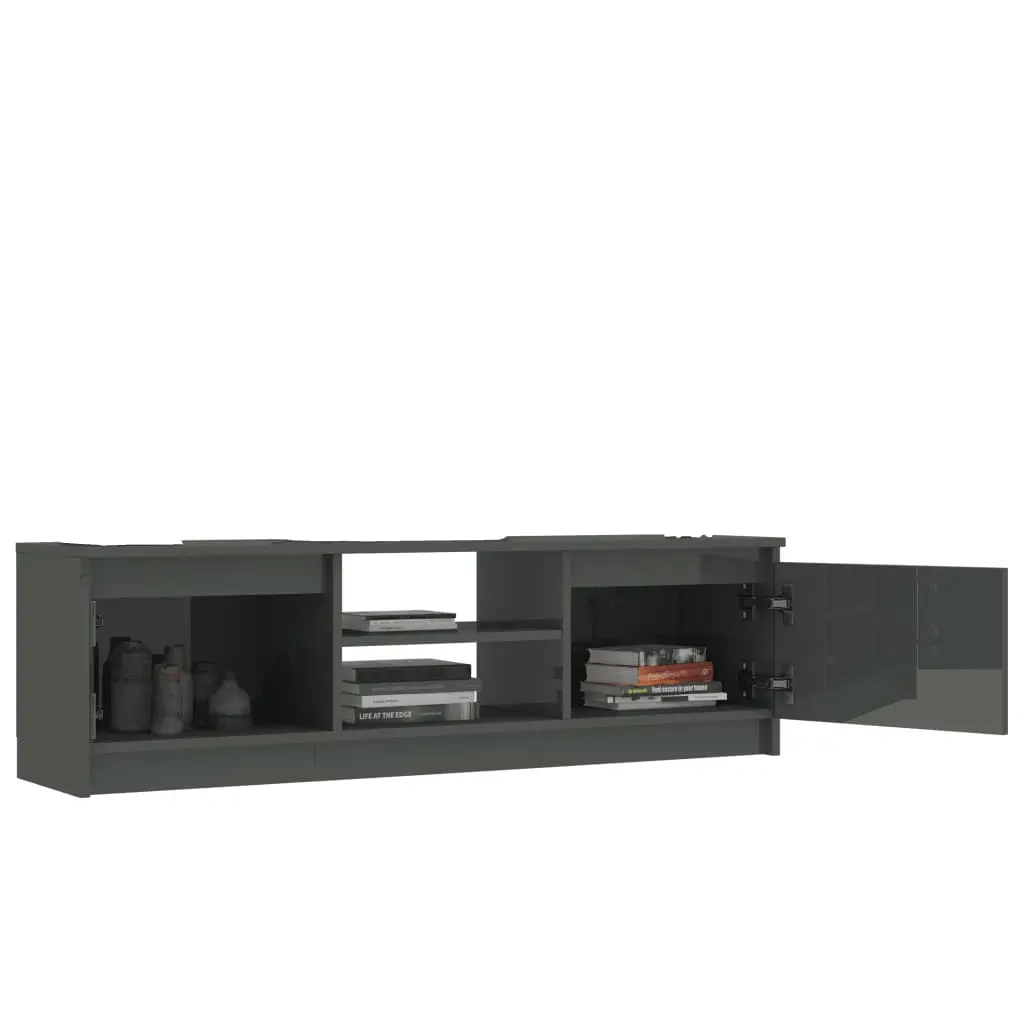 vidaXL TV Cabinet High Gloss Grey 120x30x35.5 cm Chipboard