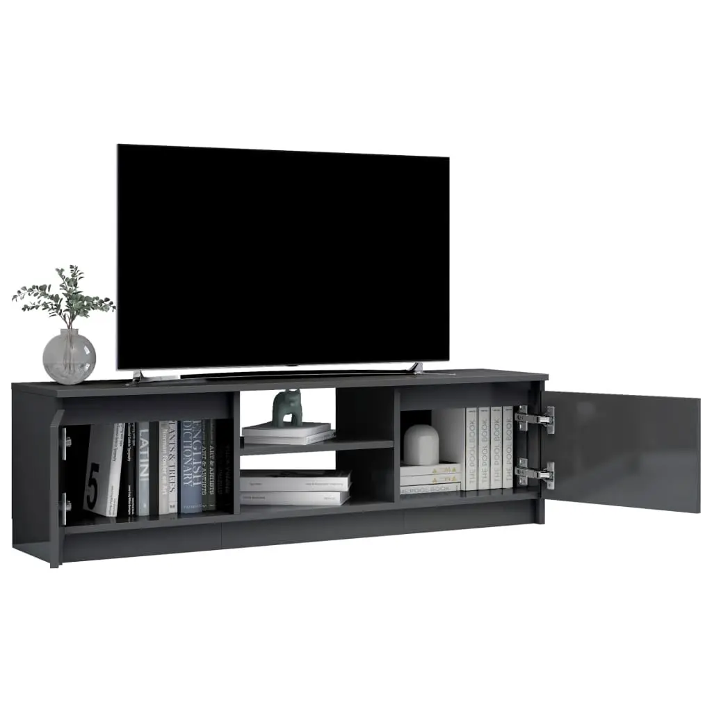 vidaXL TV Cabinet High Gloss Grey 120x30x35.5 cm Chipboard