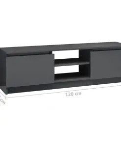 vidaXL TV Cabinet High Gloss Grey 120x30x35.5 cm Chipboard