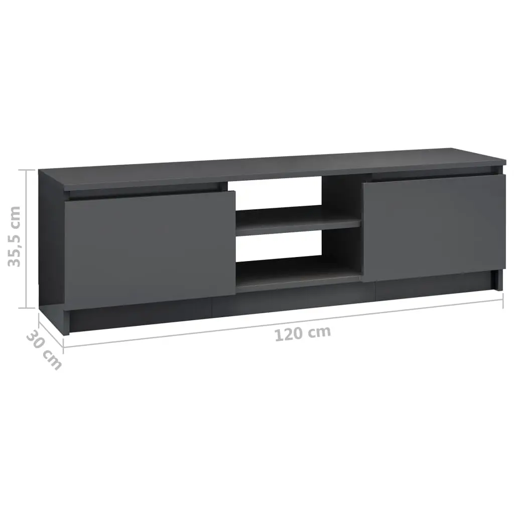 vidaXL TV Cabinet High Gloss Grey 120x30x35.5 cm Chipboard