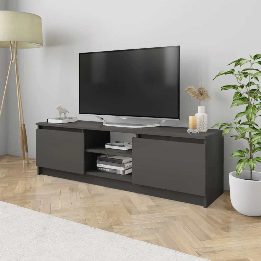 vidaXL TV Cabinet High Gloss Grey 120x30x35.5 cm Chipboard
