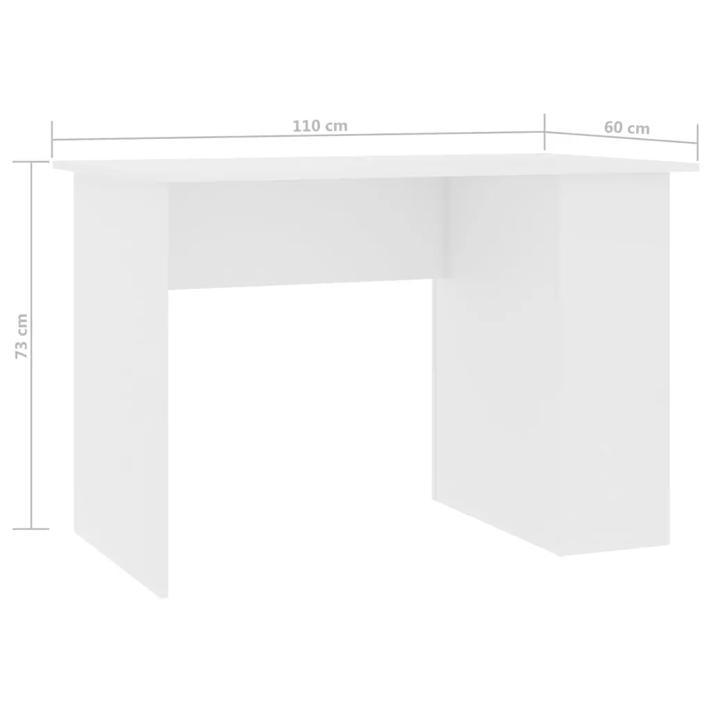 vidaXL Desk White 110x60x73 cm Chipboard