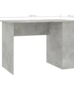 vidaXL Desk Concrete Grey 110x60x73 cm Chipboard
