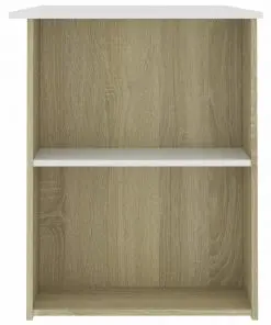 vidaXL Desk White and Sonoma Oak 110x60x73 cm Chipboard