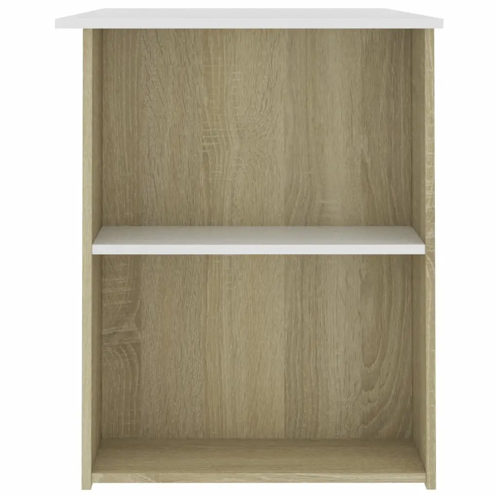 vidaXL Desk White and Sonoma Oak 110x60x73 cm Chipboard