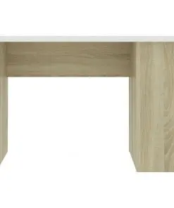 vidaXL Desk White and Sonoma Oak 110x60x73 cm Chipboard