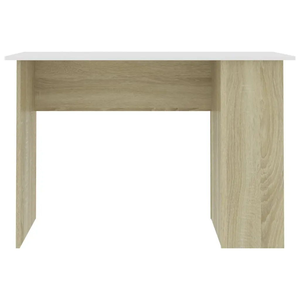 vidaXL Desk White and Sonoma Oak 110x60x73 cm Chipboard