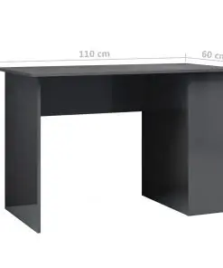 vidaXL Desk High Gloss Grey 110x60x73 cm Chipboard