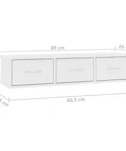 vidaXL Wall-mounted Drawer Shelf White 88x26x18.5 cm Chipboard