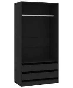 vidaXL Wardrobe Black 100x50x200 cm Chipboard