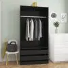 vidaXL Wardrobe Black 100x50x200 cm Chipboard