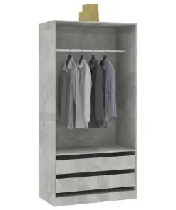 vidaXL Wardrobe Concrete Grey 100x50x200 cm Chipboard