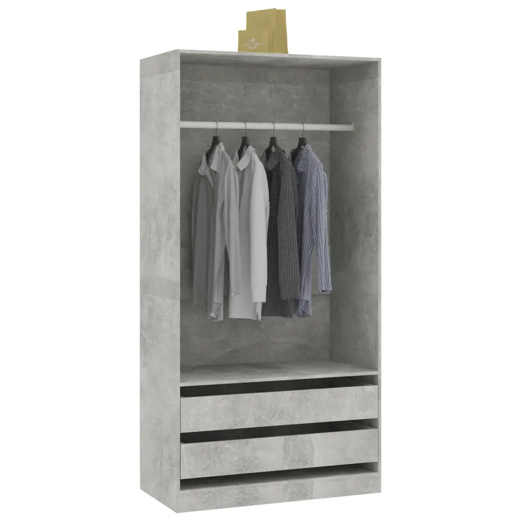 vidaXL Wardrobe Concrete Grey 100x50x200 cm Chipboard