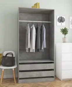 vidaXL Wardrobe Concrete Grey 100x50x200 cm Chipboard