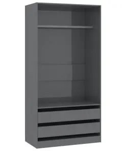 vidaXL Wardrobe High Gloss Grey 100x50x200 cm Chipboard