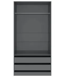 vidaXL Wardrobe High Gloss Grey 100x50x200 cm Chipboard