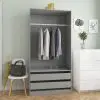 vidaXL Wardrobe High Gloss Grey 100x50x200 cm Chipboard