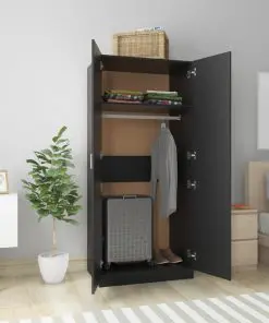 vidaXL Wardrobe Black 80x52x180 cm Chipboard
