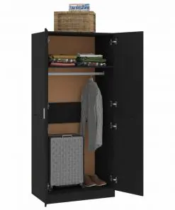 vidaXL Wardrobe Black 80x52x180 cm Chipboard