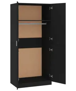vidaXL Wardrobe Black 80x52x180 cm Chipboard