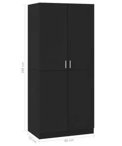 vidaXL Wardrobe Black 80x52x180 cm Chipboard