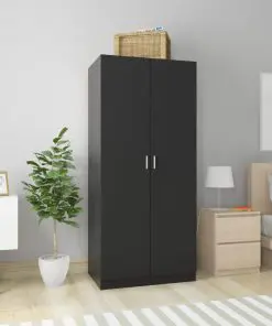 vidaXL Wardrobe Black 80x52x180 cm Chipboard