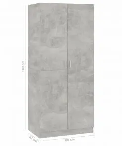 vidaXL Wardrobe Concrete Grey 80x52x180 cm Chipboard