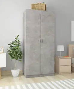 vidaXL Wardrobe Concrete Grey 90x52x200 cm Chipboard