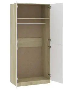 vidaXL Wardrobe White and Sonoma Oak 90x52x200 cm Chipboard