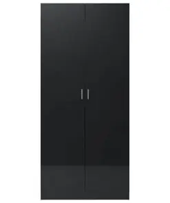 vidaXL Wardrobe High Gloss Black 90x52x200 cm Chipboard