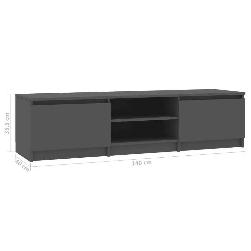 vidaXL TV Cabinet Grey 140x40x35.5 cm Chipboard