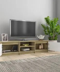 vidaXL TV Cabinet White and Sonoma Oak 140x40x35.5 cm Chipboard