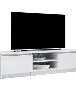 vidaXL TV Cabinet High Gloss White 140x40x35.5 cm Chipboard