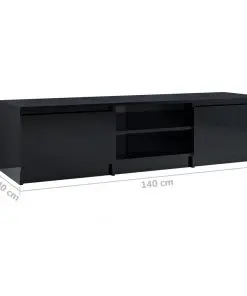 vidaXL TV Cabinet High Gloss Black 140x40x35.5 cm Chipboard